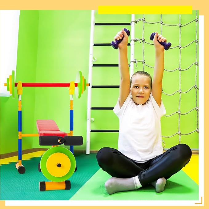 Meooeck Kids Weight Bench Set Fitness Exercise Equipment