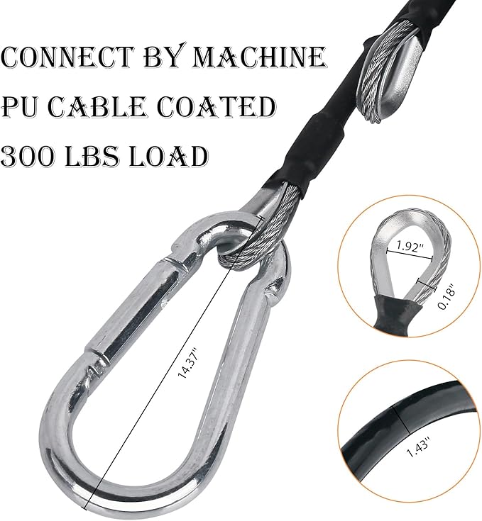 2-Pack 59 Inch Fitness Extension Cable Home Gym Cable Pulley System Fitness Cable for Pulley Machine Accessories,Thick 5Mm Heavy Duty Pulley Cable for Home Gym