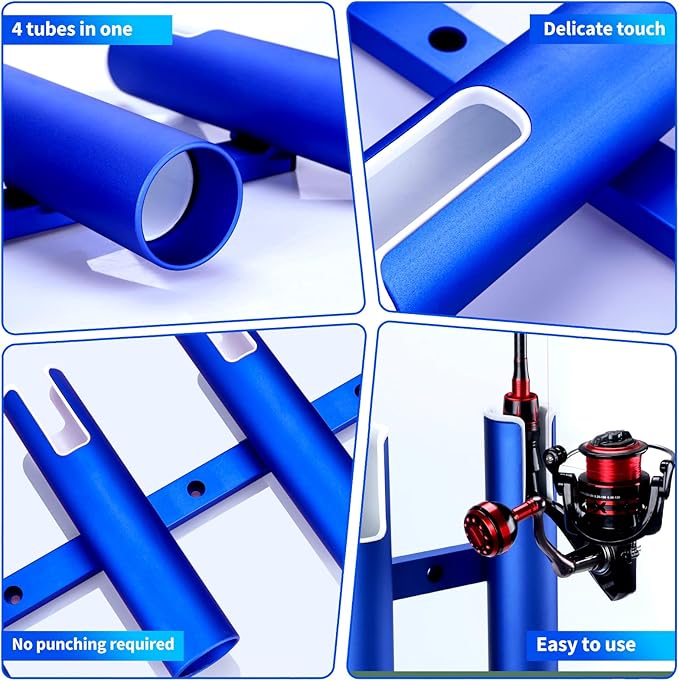 Marinebaby Fishing Rod Holder Aluminum, 3/4 Link Tube, Aluminum 4 Rod Rack, Suit Boats & Yacht