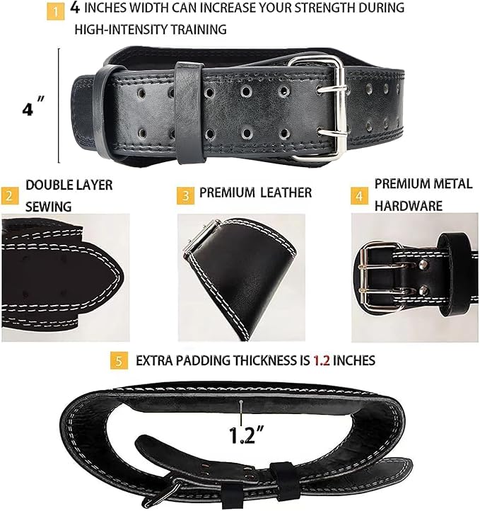 9mm Leather Fitness Weight Lifting Belt for Women&Men 4 Inches
