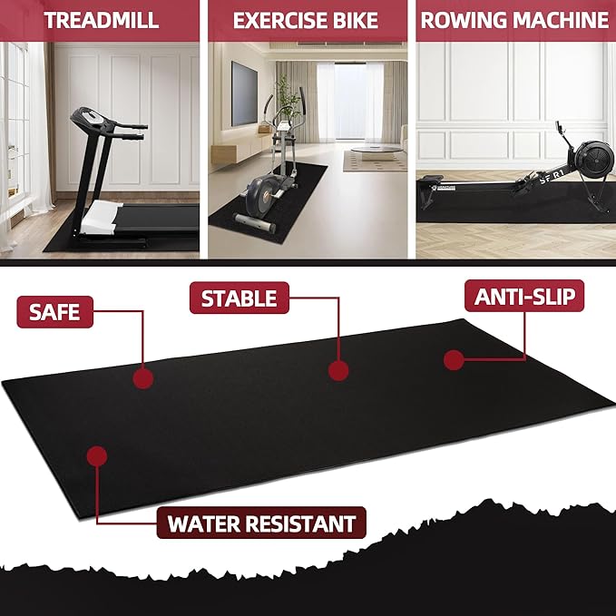 High Density Home Gym Treadmill Exercise Bike Equipment Mat 1/4" Thick,