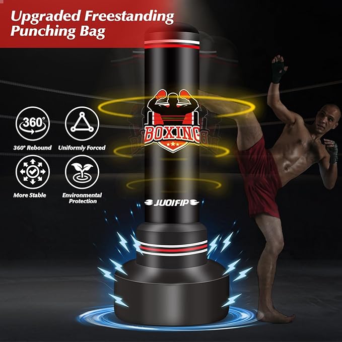 Heavy Punching Bag with Stand Adults Teens,70" Free Standing Boxing Bags,Kickboxing Training Equipment Bags for Men Training Thai Fitness Karate