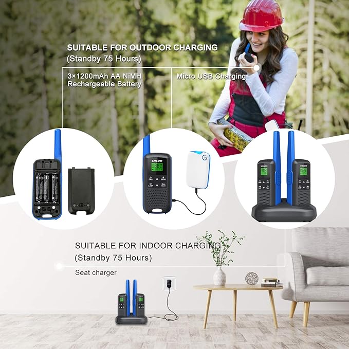 Adults Walkie Talkies Long Range - GOCOM G600 IPX4 Waterproof 22 Channel, (G600-4Pack)