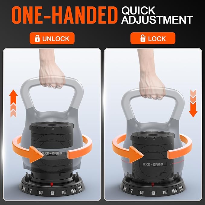 7-in-1 Adjustable Kettlebell, Quick-Adjust Kettlebell for Strength Training, 5-44 LBS Adjustable Weights for Home Gym