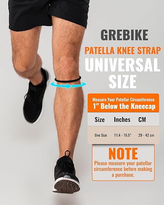 2PCS Patellar Tendon Support Strap for Knee Pain Relief, Keen Bands for Basketball, Running, Tennis, Soccer and Hiking, Silicone Patella Band for Women and Men, Includes Storage Bag (Black)
