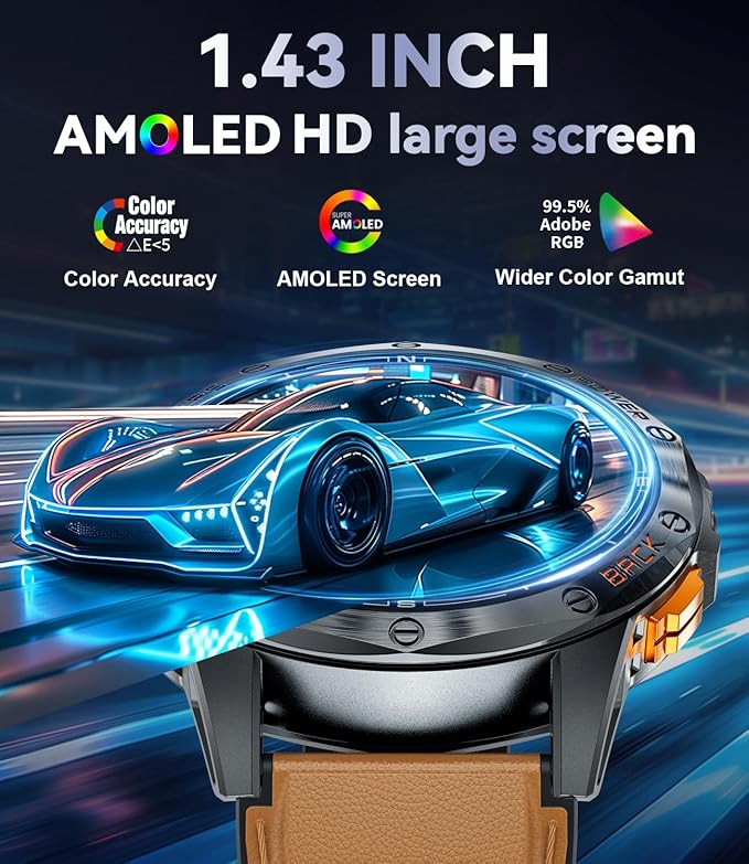 LIGE GPS Military Smart Watch for Men (Answer/Make Calls), 100+ Sports Modes Fitness Smart Watch, LED Flashlight/Compass/45 Days Battery/IP68 Waterproof 1.43'' AMOLED Smartwatch for Android iOS