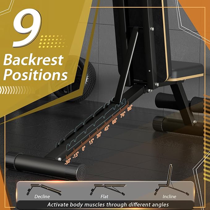Adjustable Weight Bench - Heavy-Duty Foldable Workout Bench 660 LBS