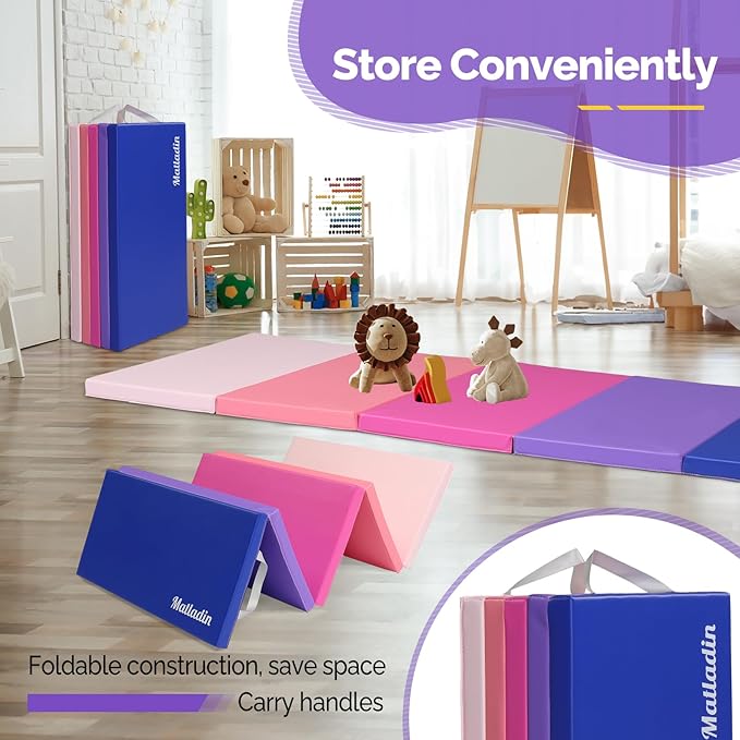 5 Folding Gymnastics Gym Exercise Aerobics Mat 1.5" Thick