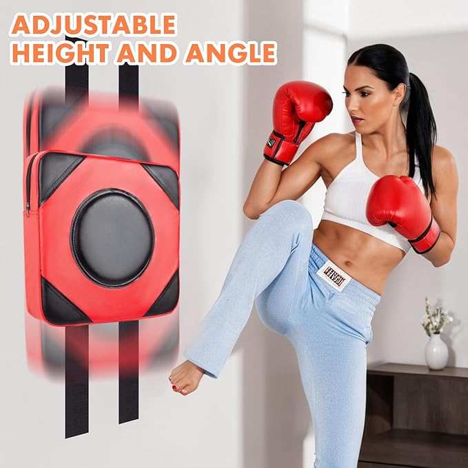 LuiceABC Wall Punching Boxing Pad, Wall Focus Target Foam, Boxing Fitness Wall Punch Bag, Leather and High Elastic Sponge Bag for Sports Training, Adjustable Height