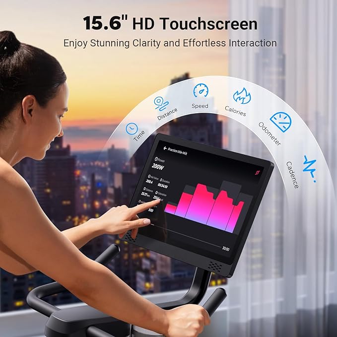MERACH Exercise Bike, Brake Pad Stationary Bike with Exclusive App, Low Noise Indoor Cycling Bike with 300lbs Weight Capacity, Tablet Mount and Fitness Courses for Weight Loss