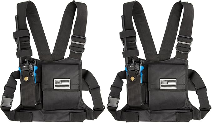 LUITON Radio Chest Harness with Reflective Strips Shoulder Motorola/Midland/Baofeng/Retevis(2 Pack)