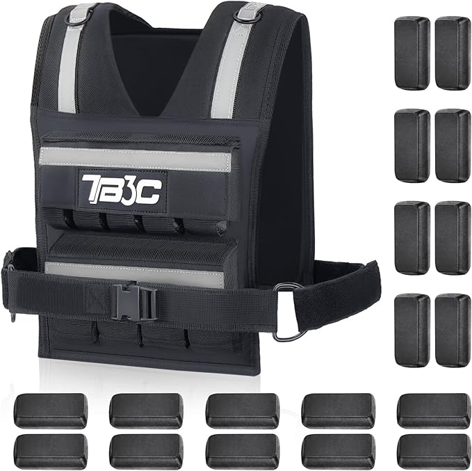 Adjustable Weighted Vest Men 19lbs/ 30lbs/ 40lbs Weights with Reflective Stripe, Weight Vest Woman Workout Vest for Crossfit, Calisthenics, Running & Walking.