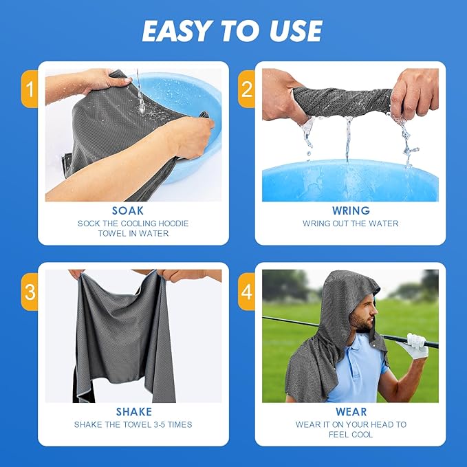 3 Pack Cooling Hoodie Towels for Neck and Face 50 Sun