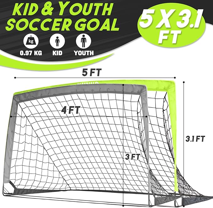 Kids Soccer Goals for Backyard 5×3, 6×4, 6×4, 9×5FT 9×5FT 2 2 Pieces