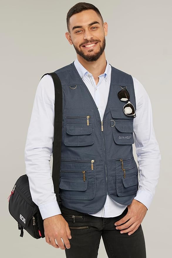 Men's Utility Work Hunting Travel Fishing Multi-Pockets Outdoor Vests
