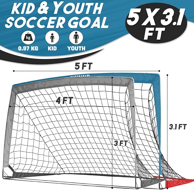 Kids Soccer Goals for Backyard 5×3, 6×4, 6×4, 9×5FT 9×5FT 2 2 Pieces