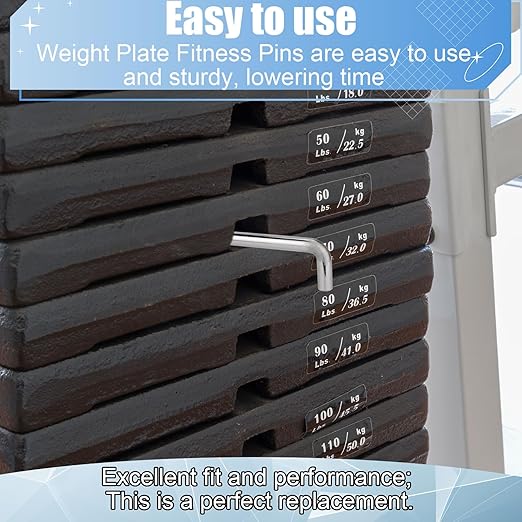 2pcs L-Type Weight Stack Pin, 3/8in Diameter 4.4in Locking Space Weight Stack Selector Pin Universal Fitness Weight Accessories Replacement Parts for Lifting Weight Drop Set Machine Home Gym (Silver)