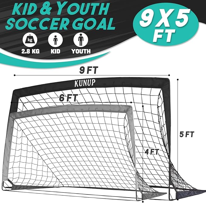 Kids Soccer Goal for Backyard 5×3, 6×4, 6×4, 9×5FT 9×5FT Easy