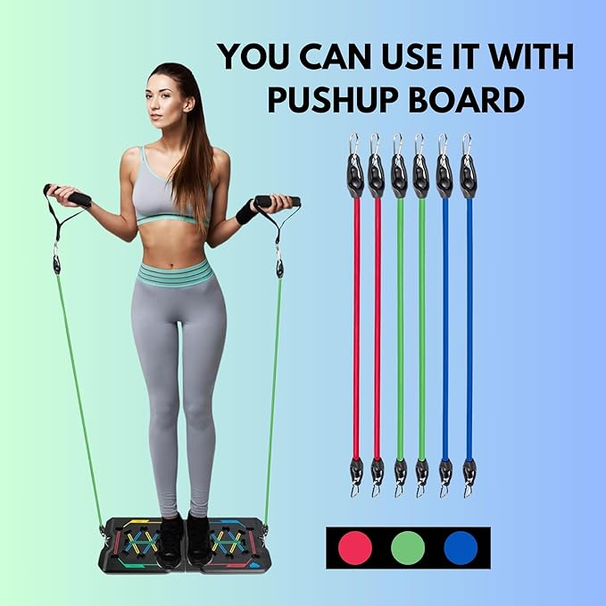 BlueClouds Push Up Board and Pilates Bar Kit