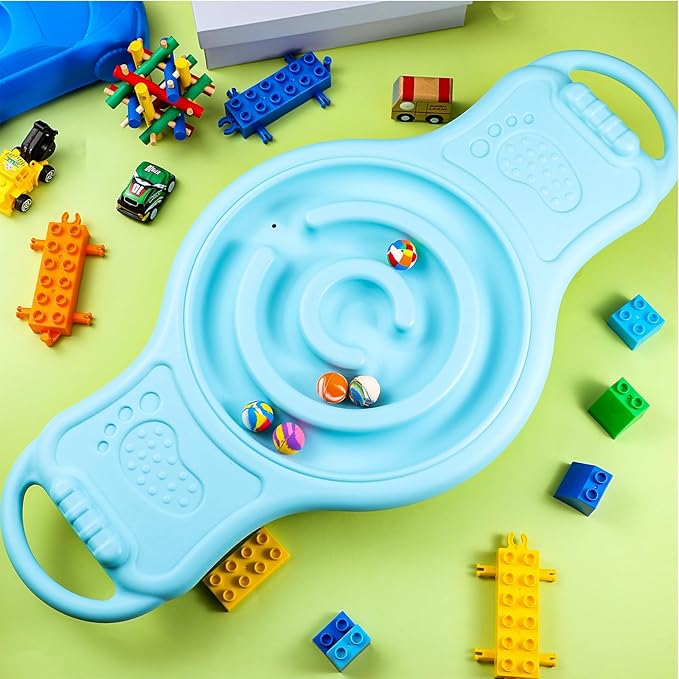 Maze Balance Board for Kids Plastic Wobble Rocker Balance Board with Mini Balls Load 220lb Balance Game with Handles for Toddler Balancing Exercise Equipment Game, 24.5 x 11.8 Inch