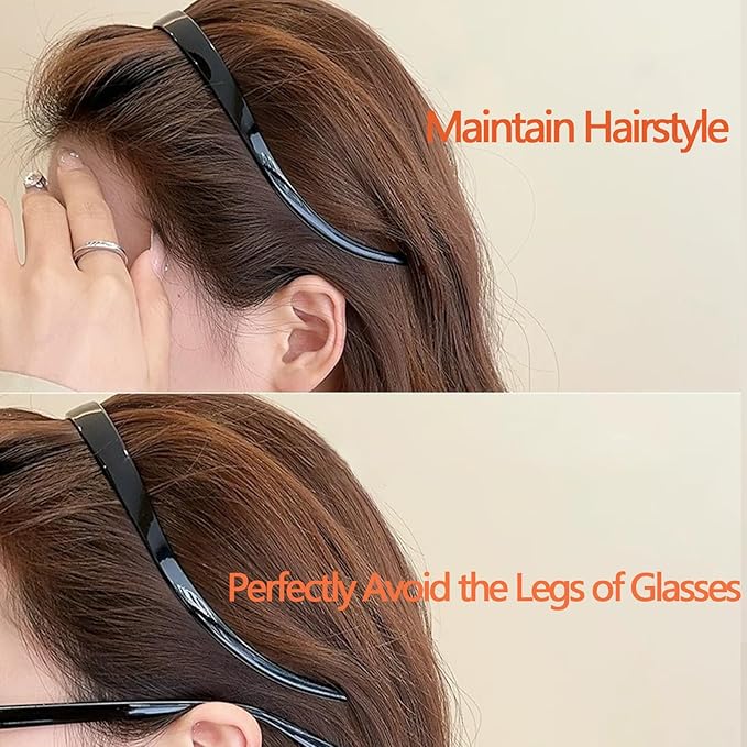 3 Pack Flex No Pressure Headbands for Women - Leopard Pattern Comfortable Plastic Headbands with Teeth - Black, Grey, Brown