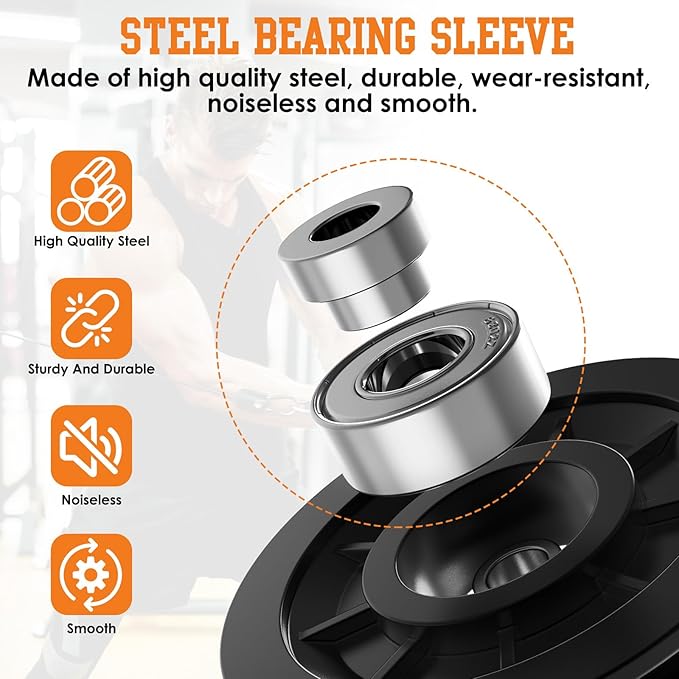 90mm/3.5" Nylon Bearing Gym Pulley Wheel, Universal Exercise Replacement Pulleys for Home Gym Equipment Parts, Cable Machine Accessories, Garage Door Pulley System