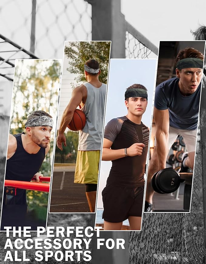 Headbands for Men & Women, Sweat Headband Non-Slip Sweatband Sports Running Cycling Yoga Basketball Workout Football Training