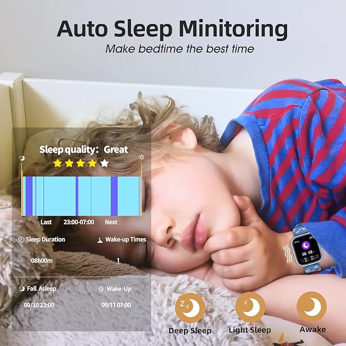Kids Fitness Activity Tracker Watch, 1.4" DIY Watch Face IP68 Waterproof Kids Smart Watch with 19 Sport Modes, Pedometers, Sleep Tracking, Great Gift for Boys Girls Teens 6+