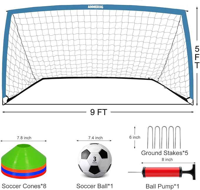 6x4FT / 9x5FT Kids Soccer Goal for Backyard