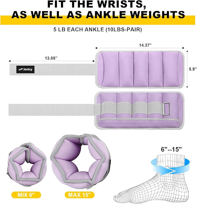 Adjustable Ankle Weights for Women Men 1 Pair 2 4 4 6 6 8 8 10 10 LBS 1-5 LB