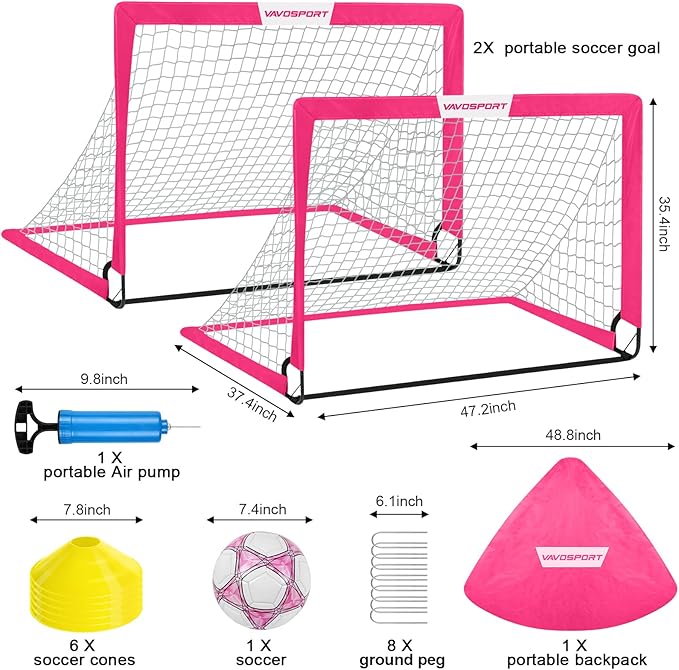 Kids Soccer Goals for Backyard Set - 2 4' x 3' Portable