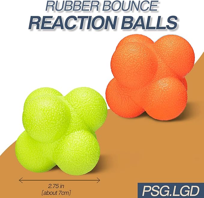 Hexagonal Reaction Ball High Density Rubber Foam Bounce (2 Pack
