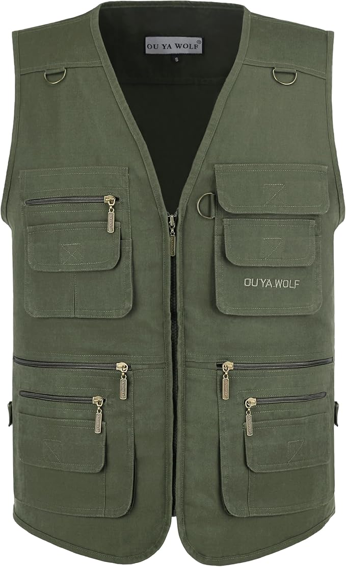 Men's Utility Work Hunting Travel Fishing Multi-Pockets Outdoor Vests