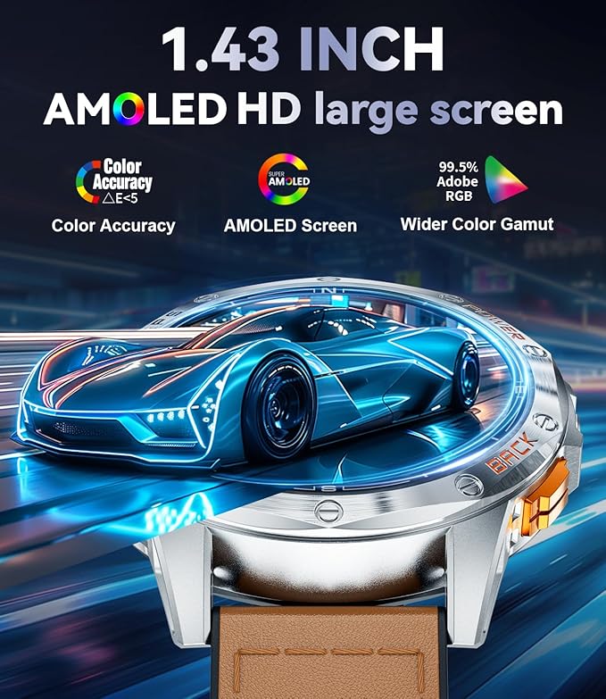 LIGE GPS Military Smart Watch for Men, LED Flashlight/Compass/45 Days Battery/IP68 Waterproof 1.43'' AMOLED Smartwatch, 100+ Sports Modes Fitness Smart Watch, Rugged Smart Watches for Android iOS