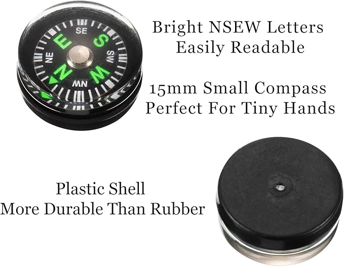 200 Pieces Button Compass Mini Black Survival Compass
