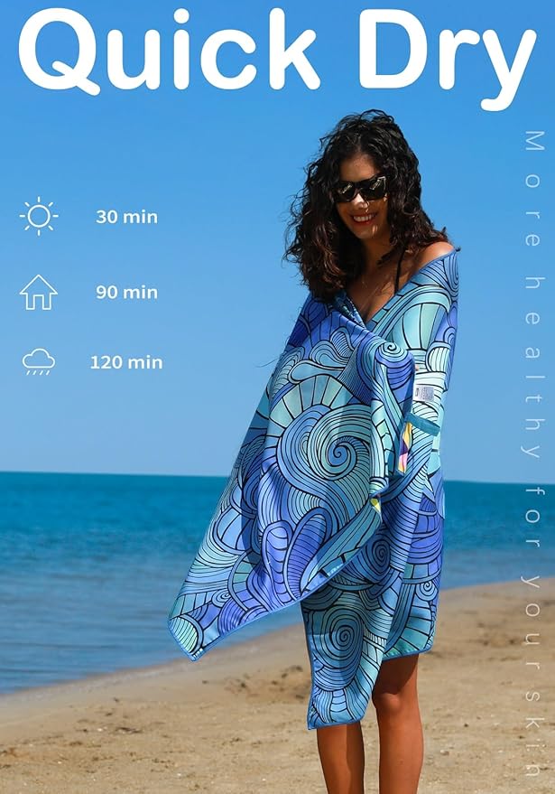 Microfiber Thin Lightweight Beach Towel Sand Free Quick