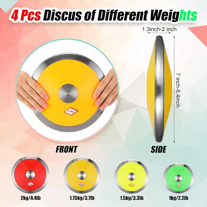 4 Pcs Sports Training Discus 1kg 1.5kg 1.75kg 2kg Discus