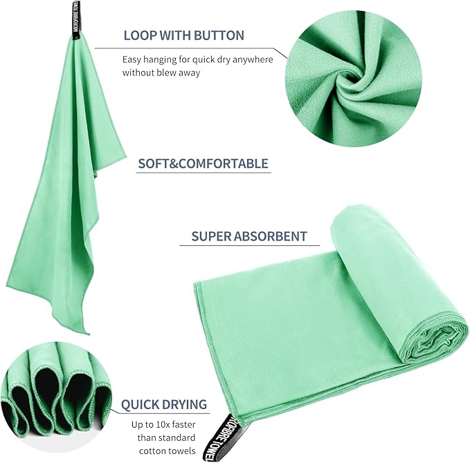 Microfiber Travel Towel (S:16"×32" -MintColor)