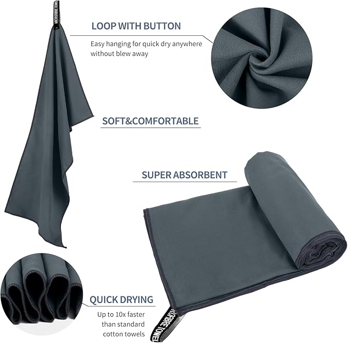 Microfiber Travel Towel (XS:12"×24" -Dark