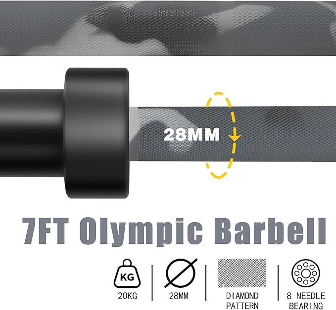 7ft Olympic Barbell for Strength Training and Olympic Weightlifting 500 700 700 1000LBS 1000LBS Capacity 2 Inch