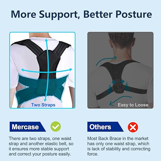 Mercase Posture Corrector for Men & Women, Adjustable Back Brace for Upper Back & Shoulder Support, Pain Relief & Better Posture, Extra Large (39-50 inches)