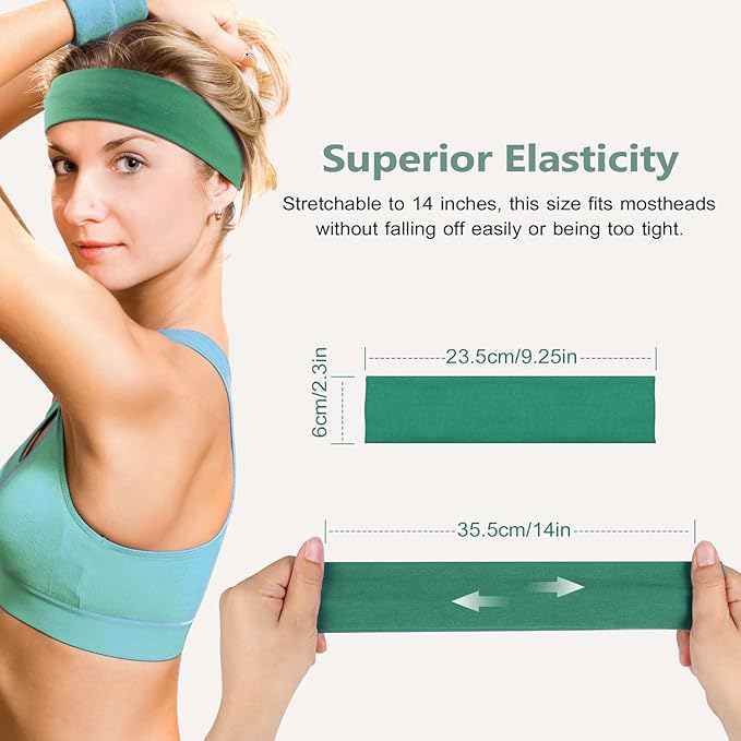Headbands for Women Non Slip - 7PCS Fashion Sports Hair Bands for Women's Hair, Soft Cotton Cloth Stretchy Headbands for Women for Workout Yoga Running