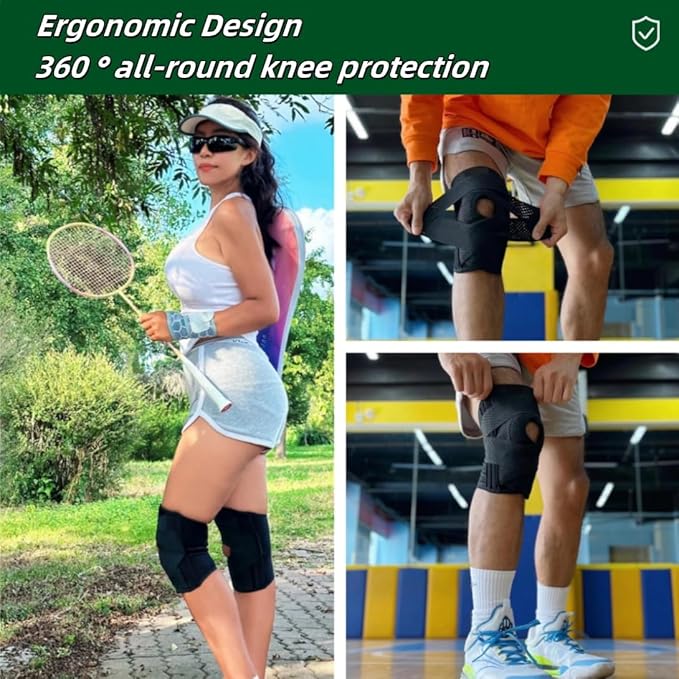 Adjustable Knee Brace for Women Men Knee Support with Side Stabilizers for Running Workout Athletic Compression Patella Knee Brace for Arthritis Pain Meniscus Tear Tendonitis Injury Recovery