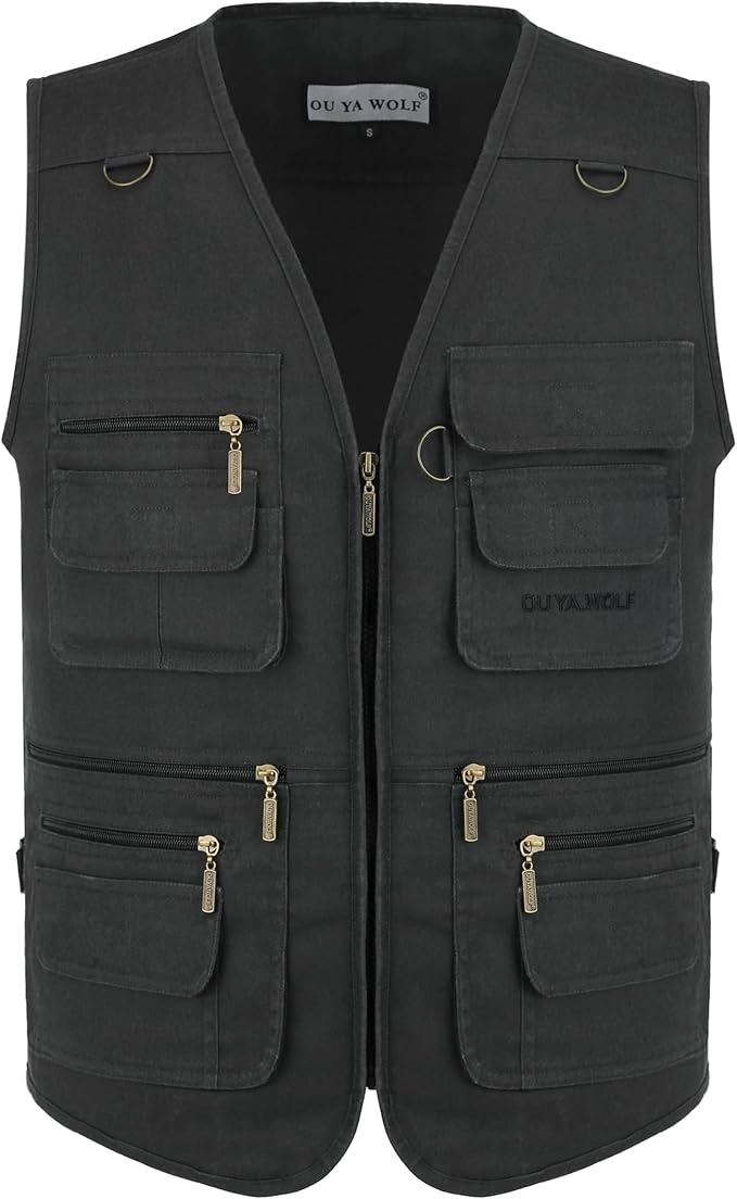 Men's Utility Work Hunting Travel Fishing Multi-Pockets Outdoor Vests