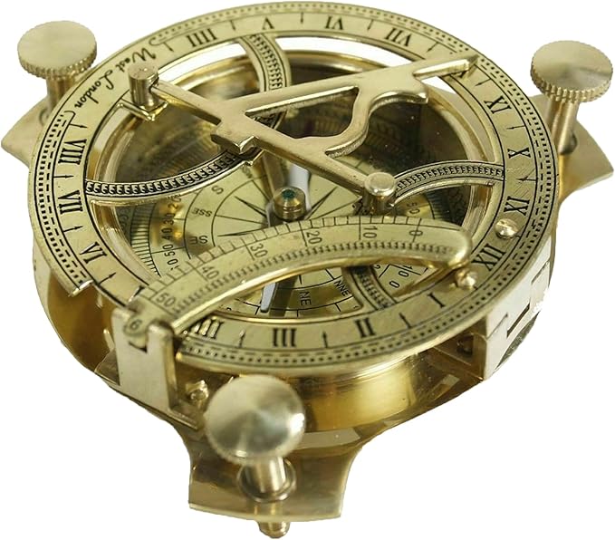 Maritime Solid Brass Sundial Compass for Traveling Trekking