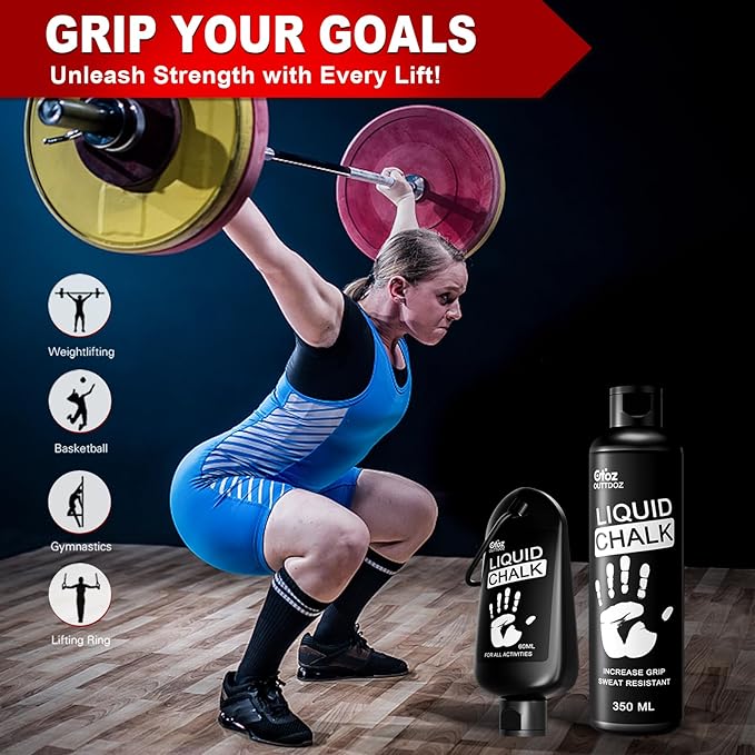 60ML Superior Grip Liquid Chalk Mess-Free Gym Chalk for Weightlifting, Gymnastics, Rock Climbing, Dancing, Dries in Seconds. Package May Vary.