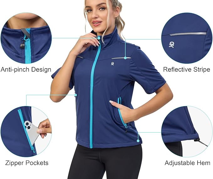 Little Donkey Andy Women's Short Sleeve Jacket Windproof Lightweight Vest for Golf Hiking Running
