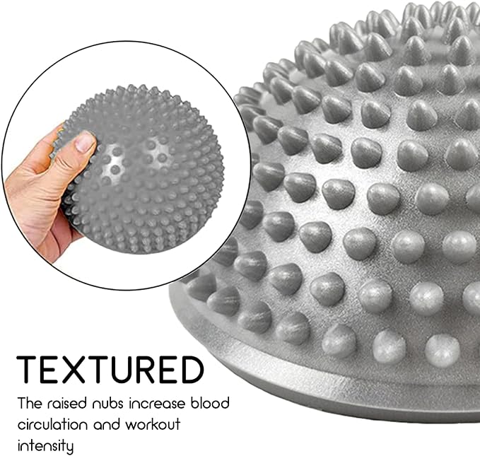 2 Pcs Hedgehog Balance Pods for Kids & Adults, Half Dome Pilates Ball with Hand Pump, Spiky Sensory Stepping Stones for Stability Training, Yoga, Gymnastics, Foot Massage & Motor Skills Development
