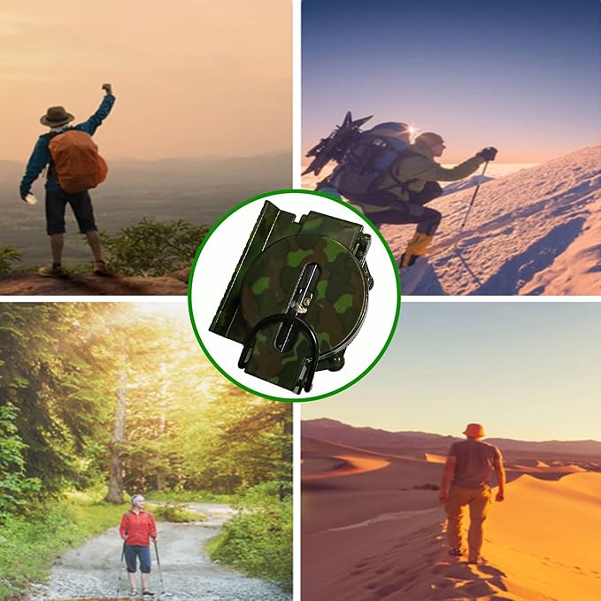 Military Compass, Camouflage Lensatic Sighting Compass for Hiking,