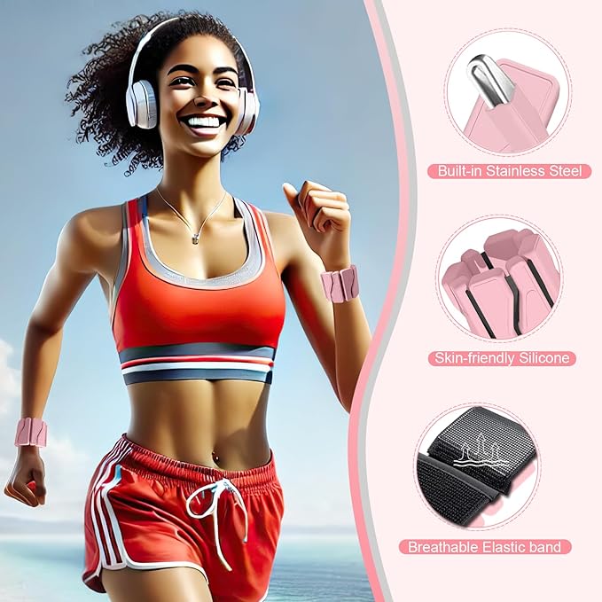 ADLIFE Adjustable Wrist Ankle Weights for Women Men Kids, 2 Lbs Wearable Arm Leg Weights Set of 2(1 Lb Each), Weighted Wristbands Exercise Weights for Walking Running Pilates Yoga Home Gym Workout